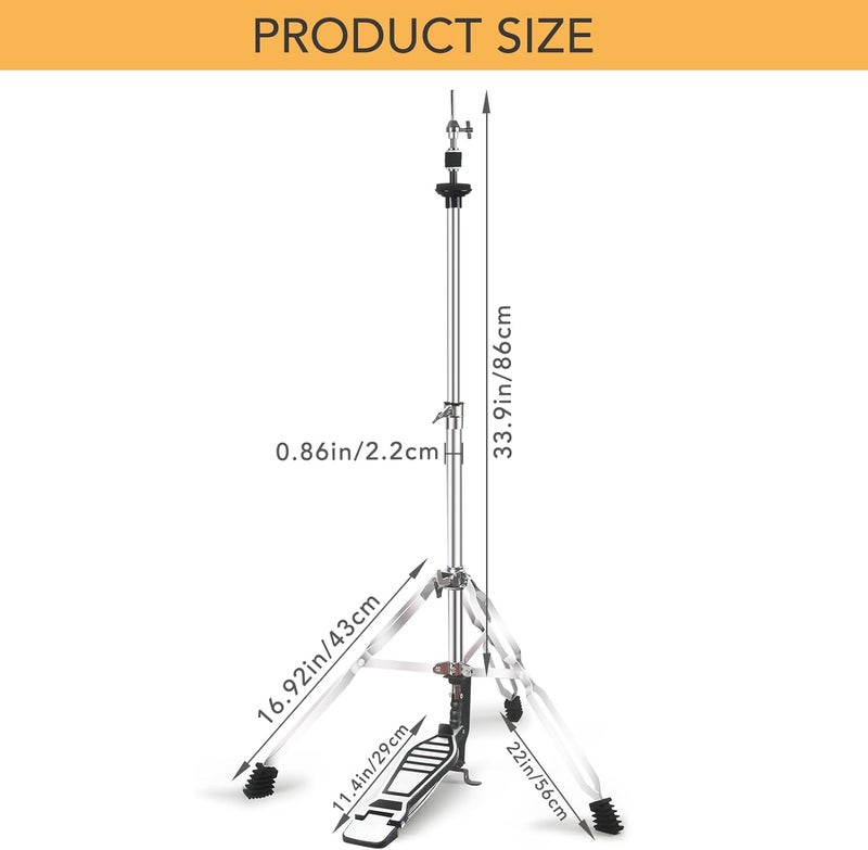Seteol Hi Hat Stand + Boom Cymbal Stand Set, Dual Braced 3-Leg Adjustable Hi-Hat Cymbal Stand with Smooth Pedal, Adjustable Boom Cymbal Stand for Drum Hardware for Mounting Crash, Ride, Splash Cymbal - Image 2